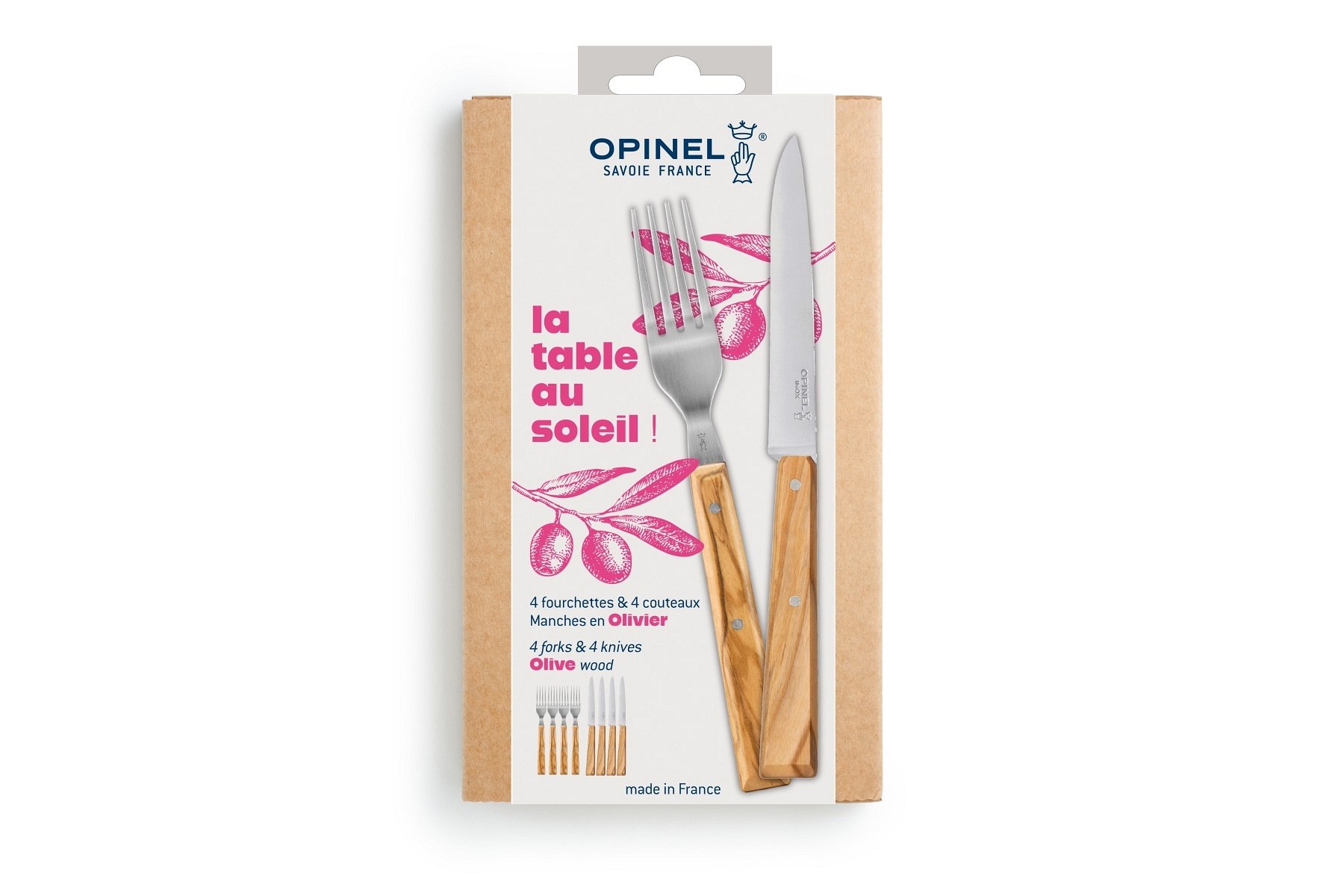 Opinel Box 4 x Gabel + Messer "LA TABLE AU SOLEI"