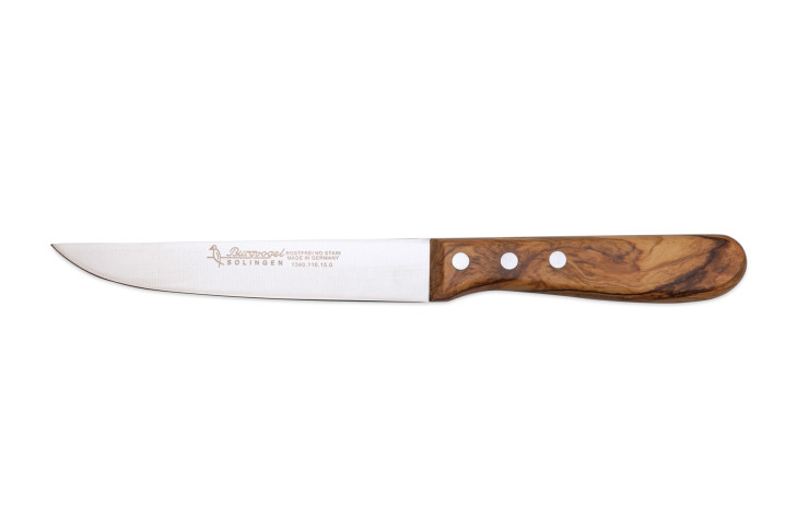 Burgvogel Solingen Fleischmesser 15 cm Olivenholzgriff Burgvogel Solingen Fleischmesser 15 cm Olivenholzgriff