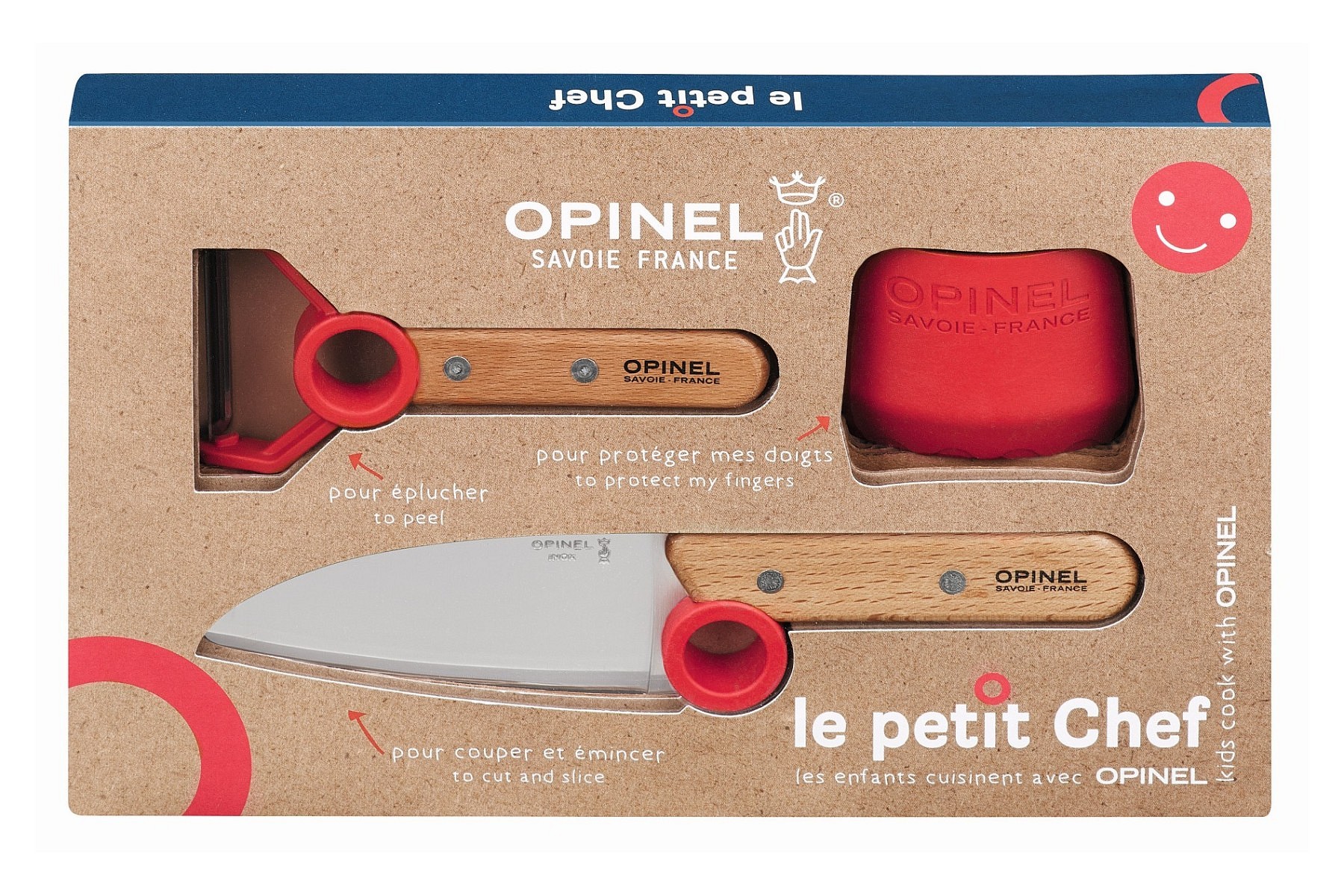 Opinel Kindermesser-Set, 3-teilig, rot "LE PETIT CHEF"