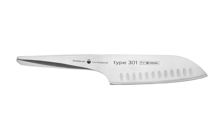 P-21 CHROMA type 301 Santoku mit Kullenschliff 18 cm P-21 CHROMA type 301 Santoku mit Kullenschliff 18 cm